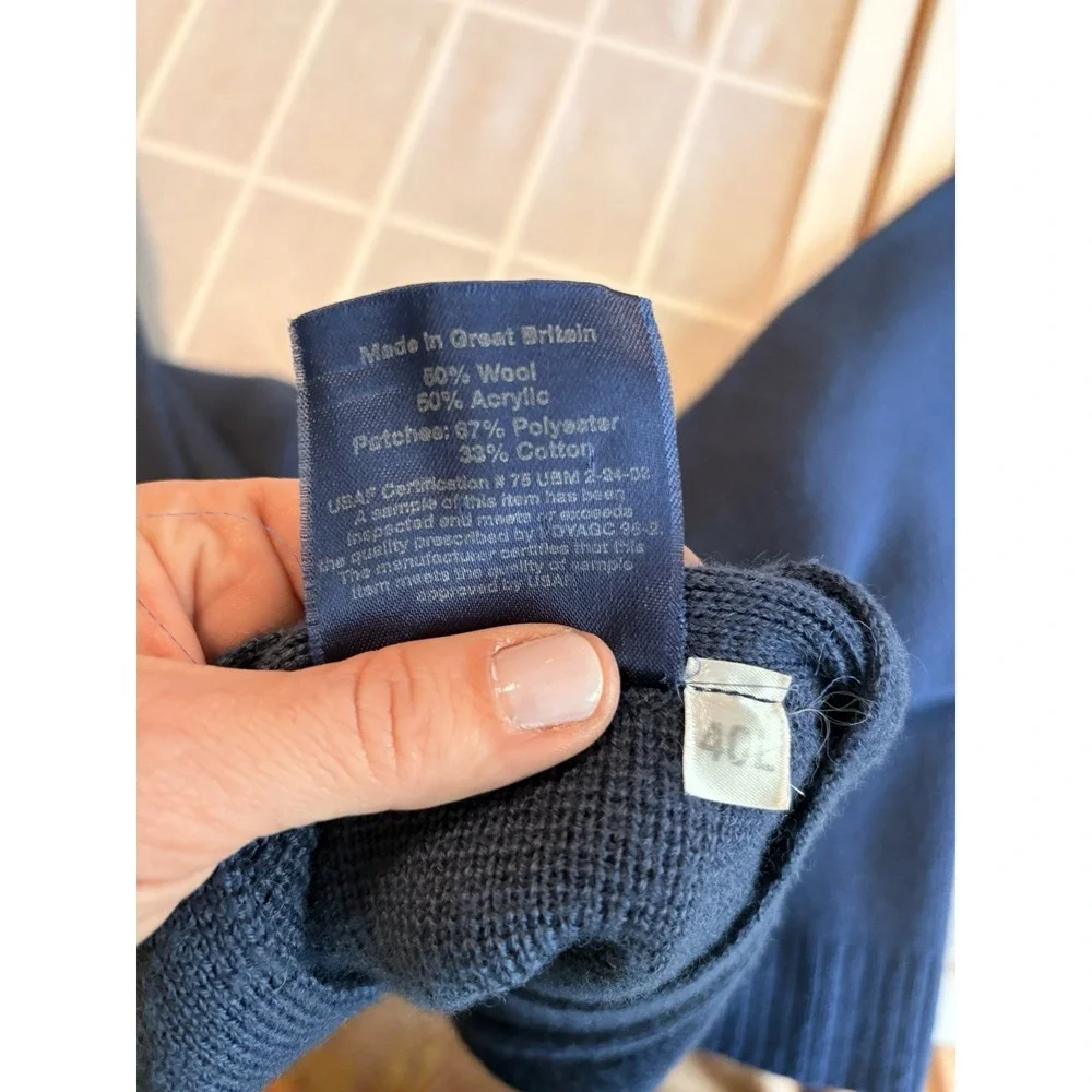 US Air Force Mens 40L (Large) Cardigan Wool Blend Elbow Patch Grandpa Sweater - Picture 6 of 6